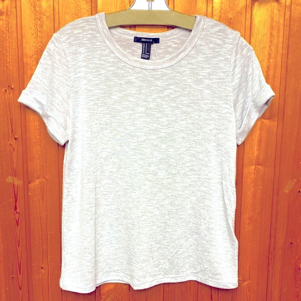 New Forever 21 Short Sleeve Silver Grayish Soft  Stretchy Tee Top